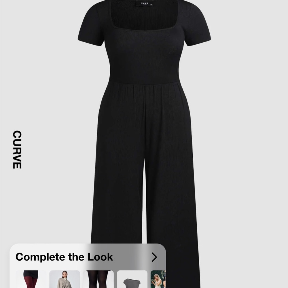 SCOOP NECKLINE SHORT SLEEVE WIDE LEG JUMPSUIT CURVE & PLUS